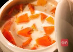牛奶蒸木瓜的做法图解4