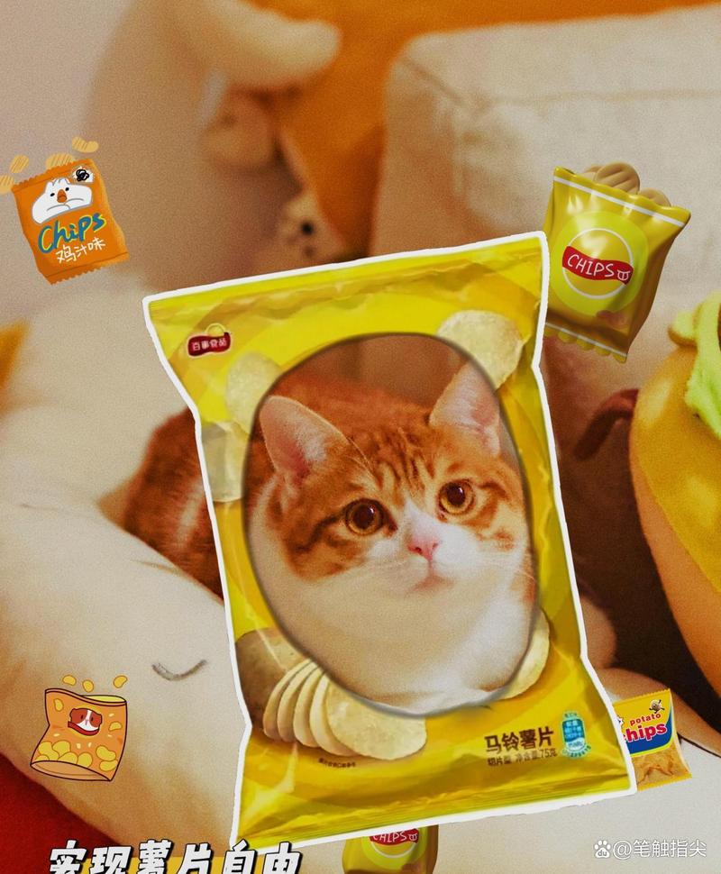 猫咪想吃薯片，急得给主人作揖。猫咪：人，求赐薯片