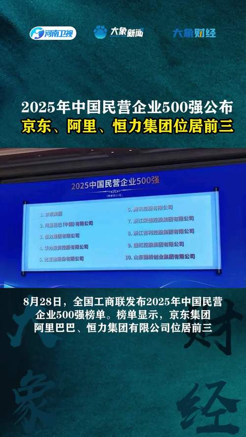 2025中国民营企业500强发布，京东、阿里、恒力位居前三